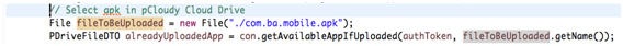 Select APK in pCloudy