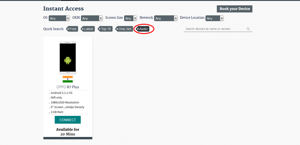 pcloudy Devices Commands For pCloudy Voice/Audio Test on