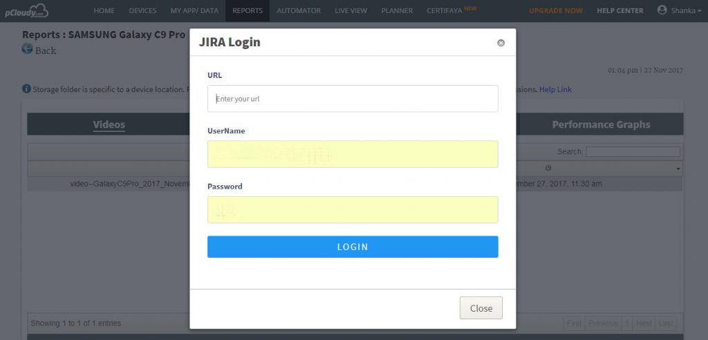 JIRA Login to Test Apps