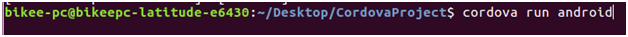 run cordova android