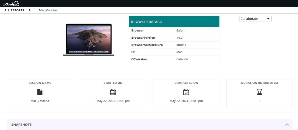 pCloudy device page