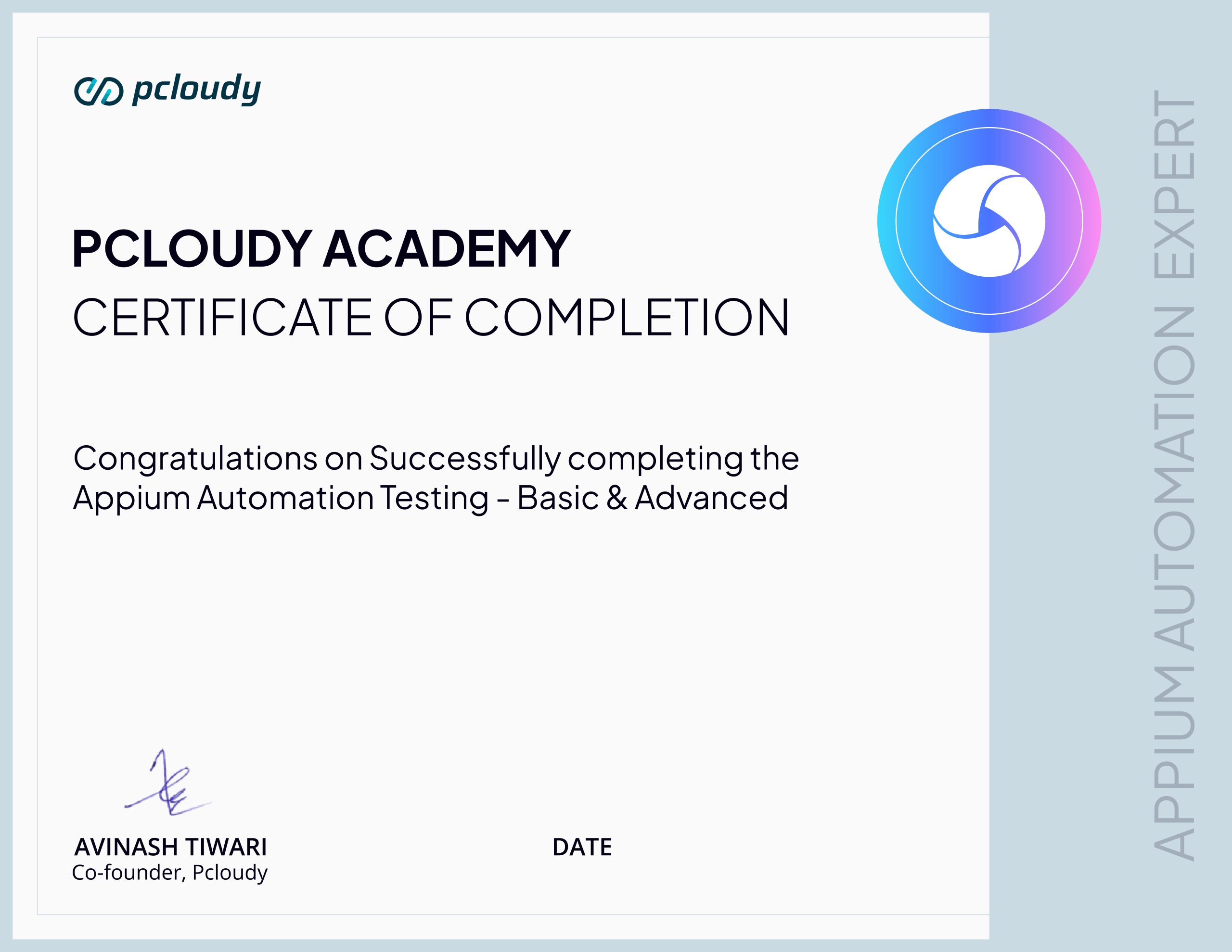 Appium Automation – Basic and Advanced certificate preview