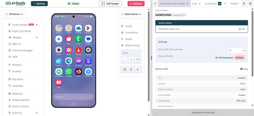pcloudy device connection