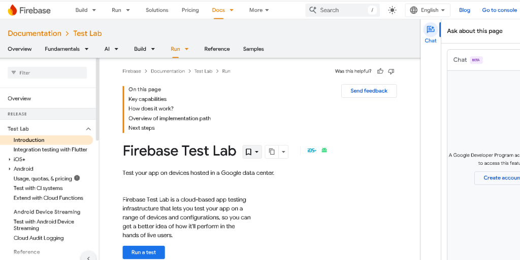firebase test lab